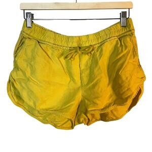 Aritzia Wilfred Free Size Medium Mustard Yellow Habitus Linen Blend Shorts EUC